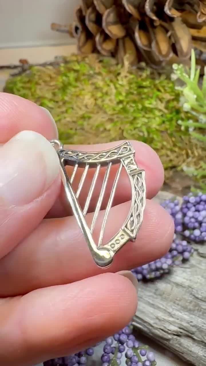 Celtic Harp Brooch Silver