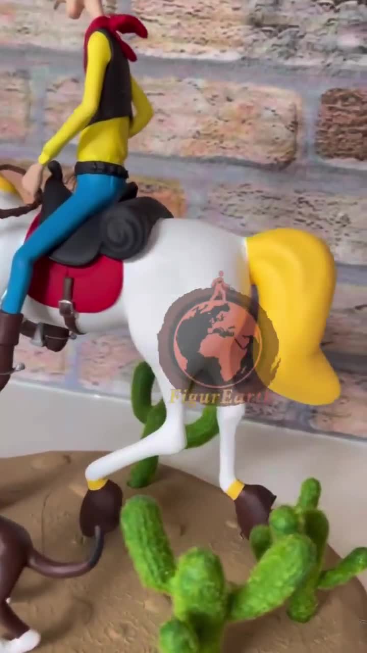 Lucky Luke Figure,Vintage Cartoon character,Luck Luke Diorama