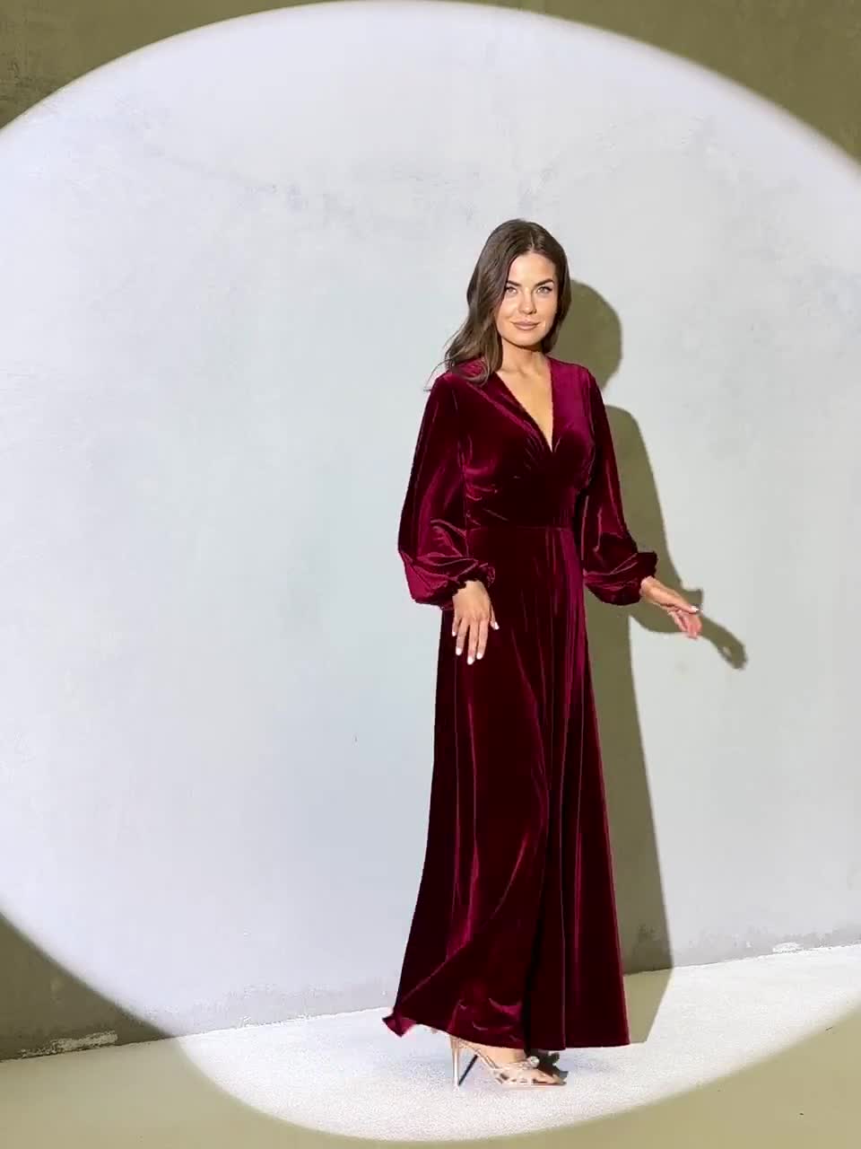 Terciopelo Gris Abrigo Fiesta Abrigo Terciopelo Largo Vestido De