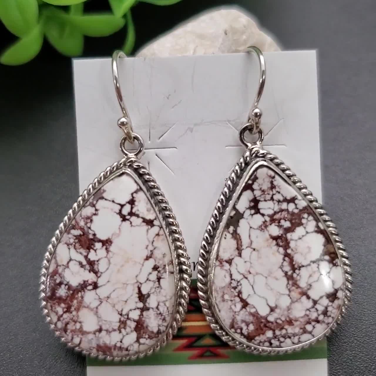QQ-187 | Big Wild Horse Turquoise Dangle Earrings | Sterling