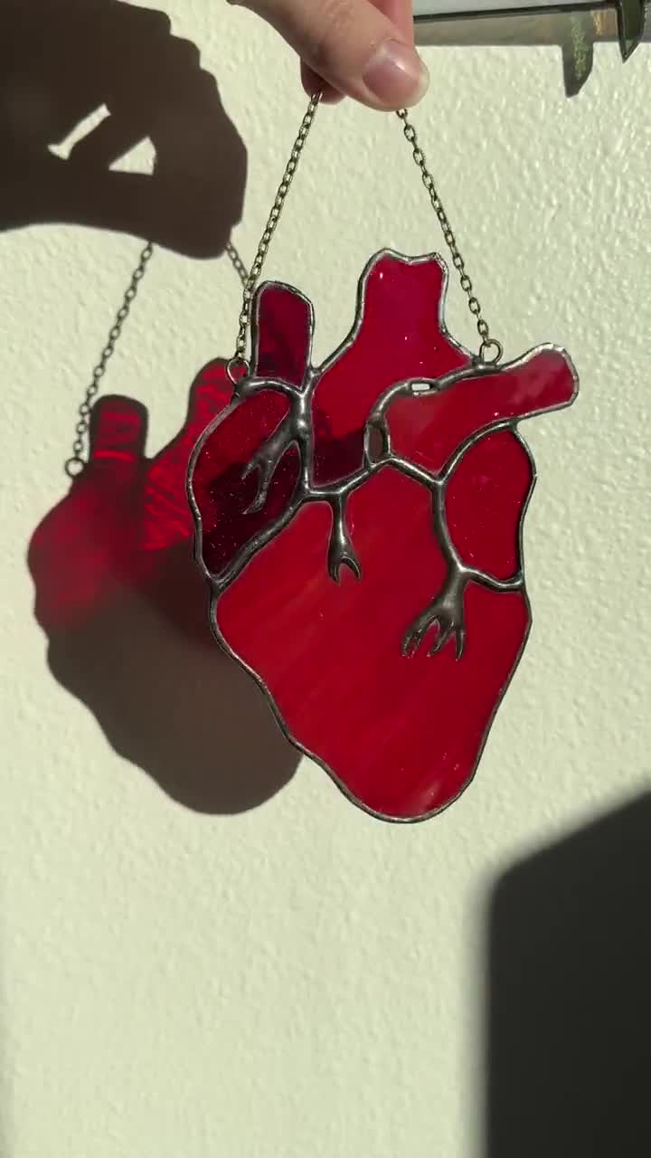 Anatomical Heart Stained Glass Suncatcher | Handmade Gothic