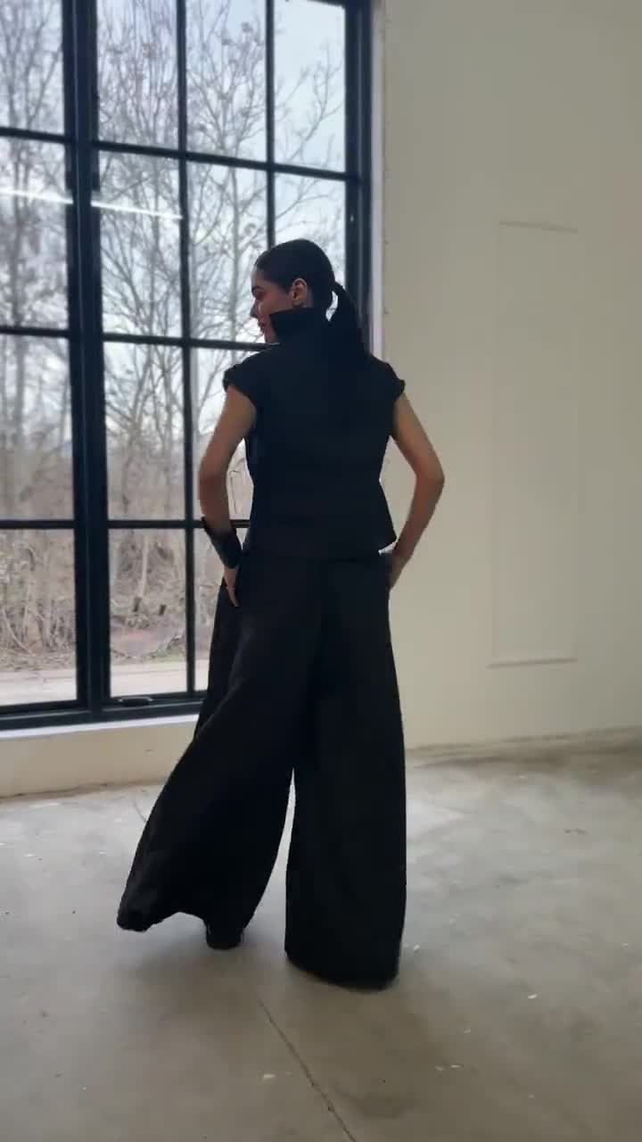 Black Linen Blouse Avant Garde Linen Clothing, Minimalistic