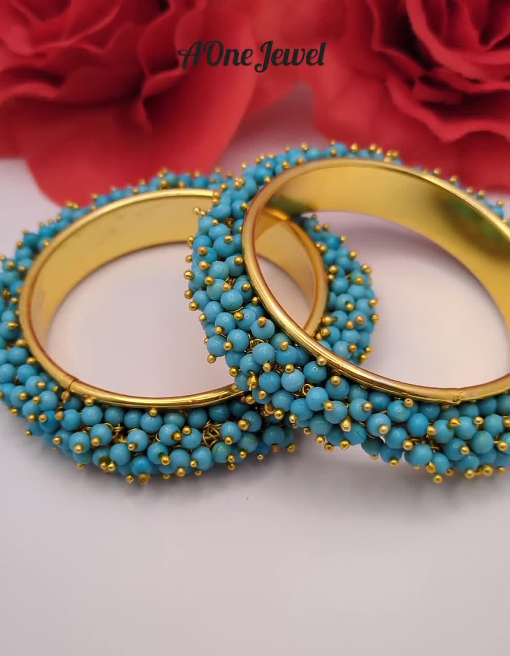 Turquoise Beaded Bangle Bracelet, Indian Style Jewelry - Etsy