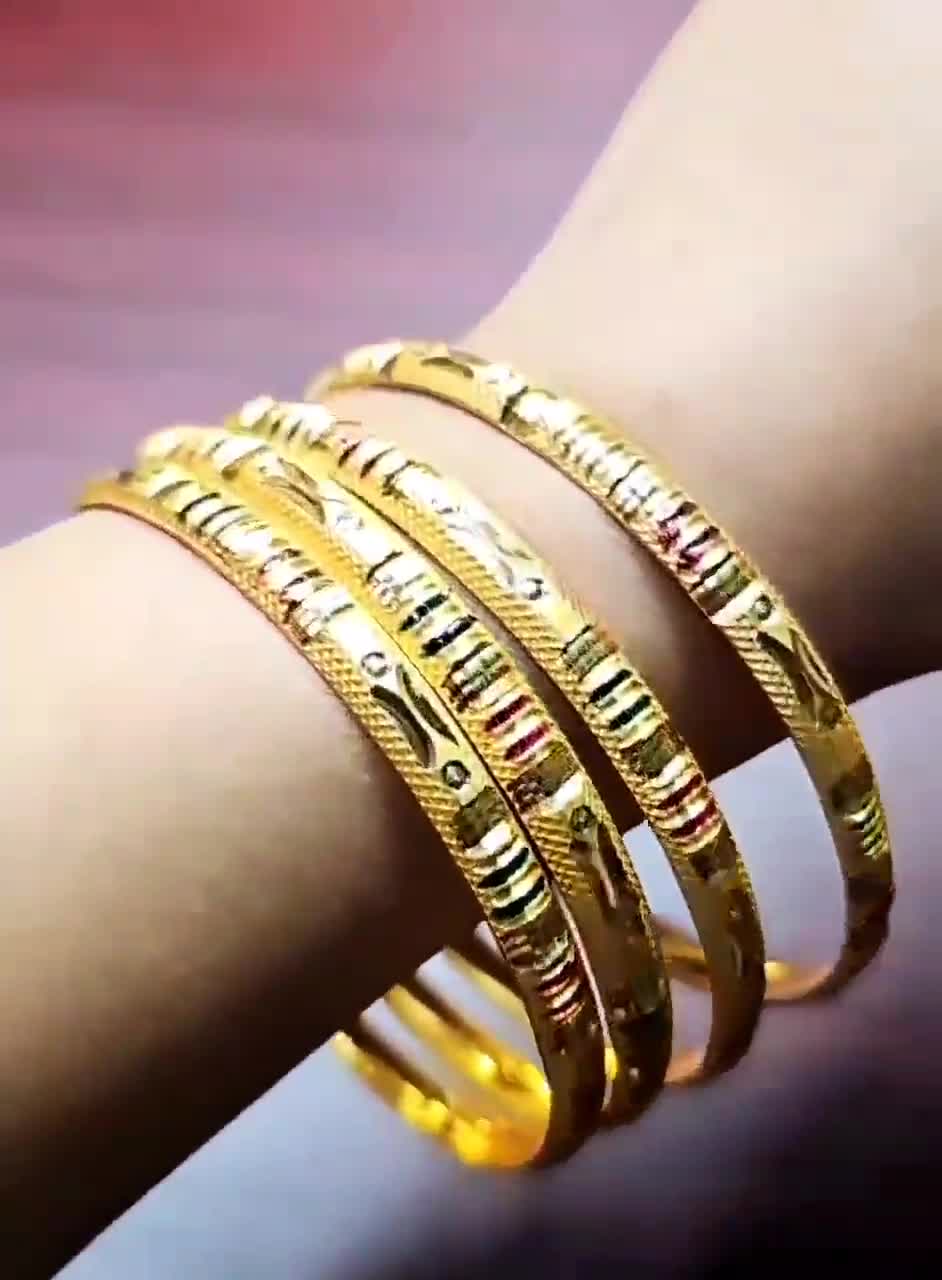 22k Gold Plated Bangle/meenakari Gold Bangle | 4 Pieces Gold