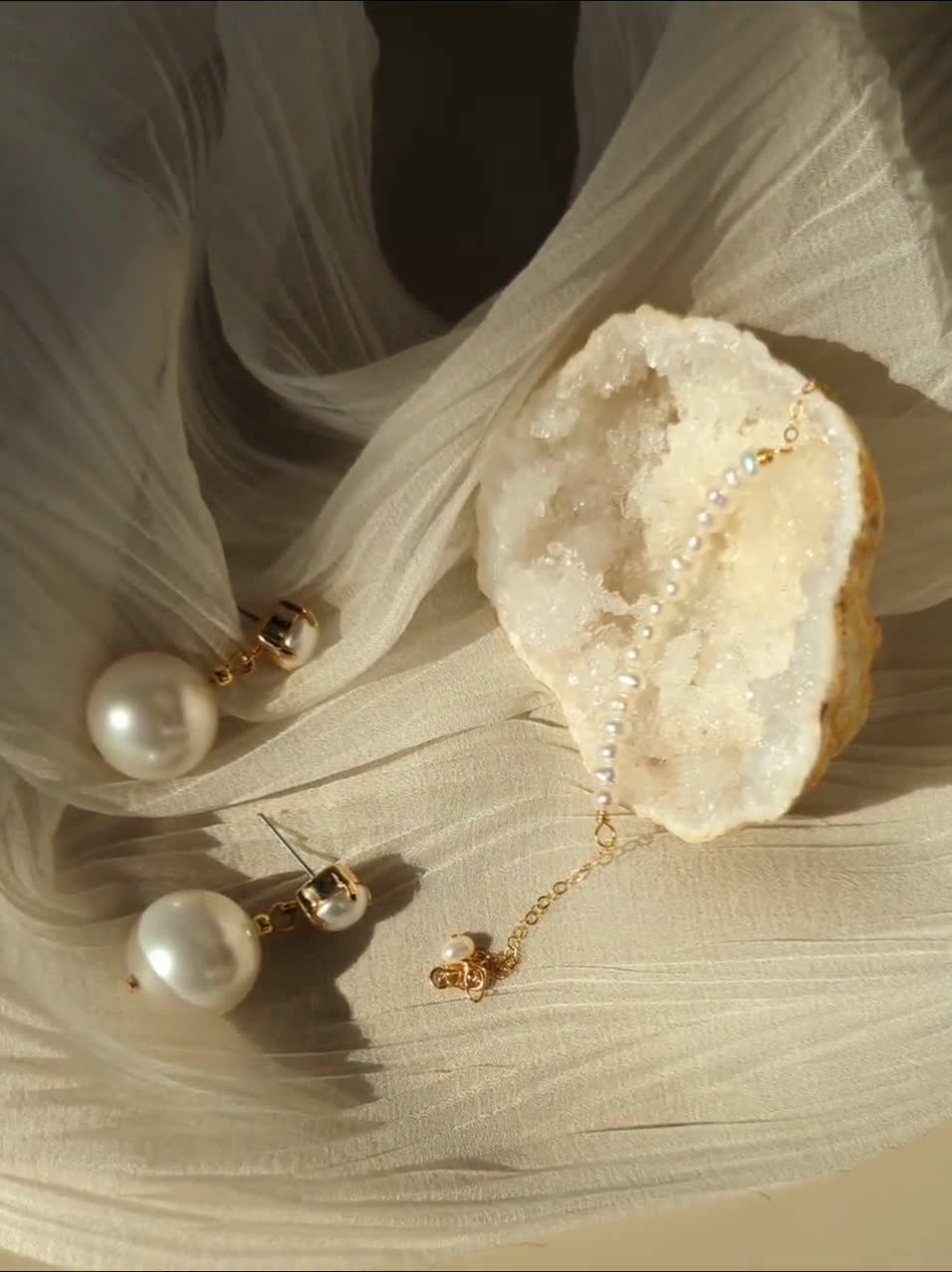 Clare V. Baroque Pearl Mini Hoop Earrings & Vintage Gold
