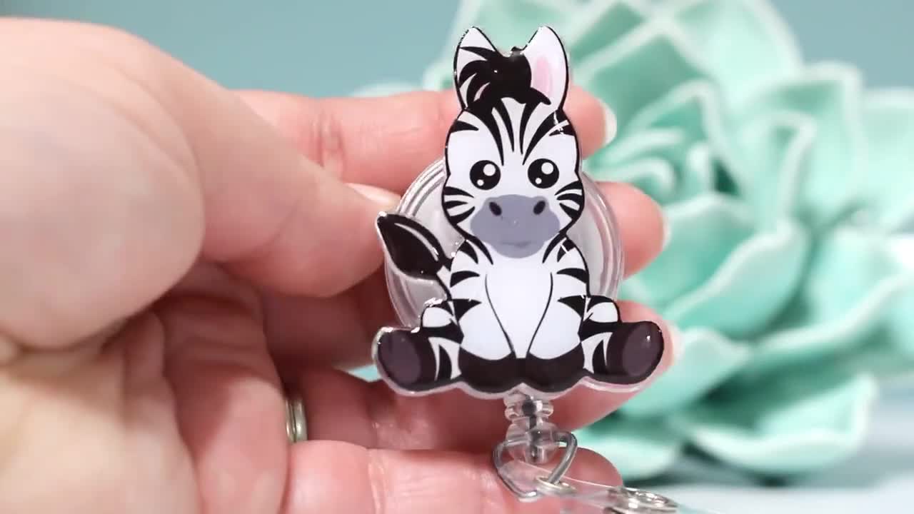 Zebra Badge Reel Glitter Badge Holder Medical Id Key Card Pediatrics Nurses  Gift Office Staff Gift Sitting Zebra Baby Zebra 