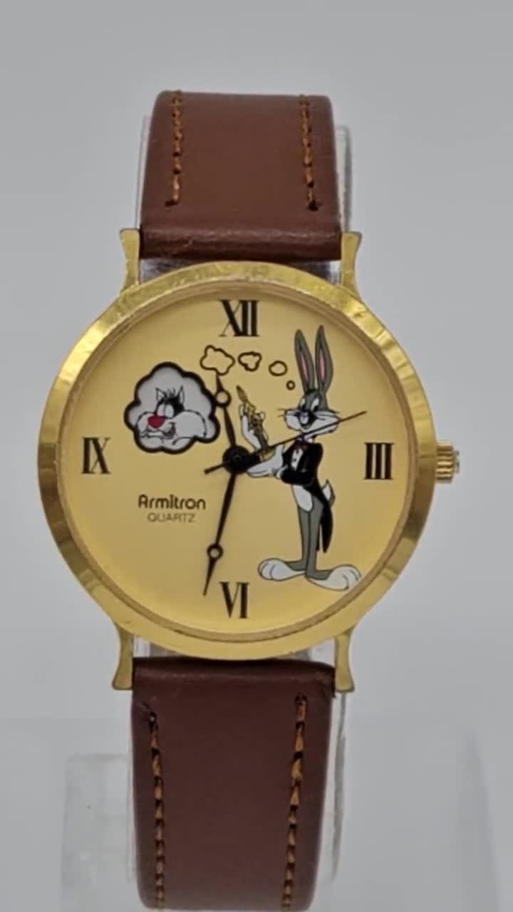 RARE Vintage 1990 Armitron Looney Tunes Bugs Bunny Quartz Unique Watch  Warner Bros