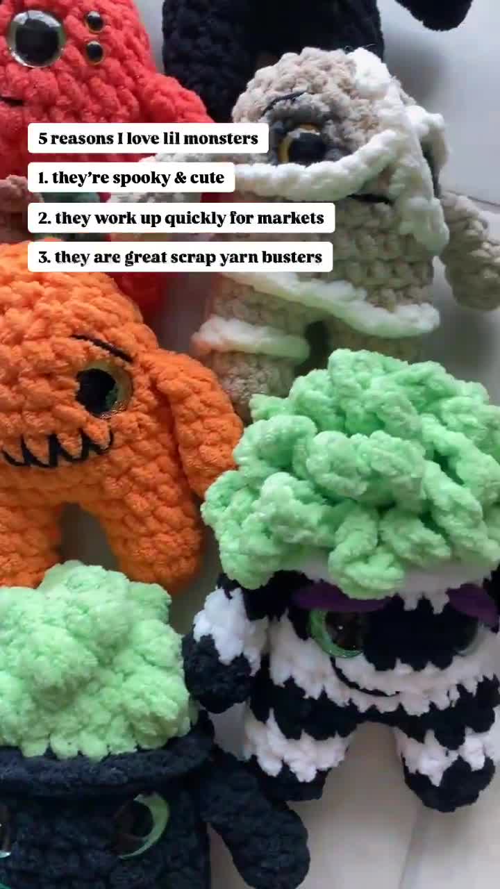 リトルモンスターのかぎ針編みパターン - ハロウィン版、簡単な編み