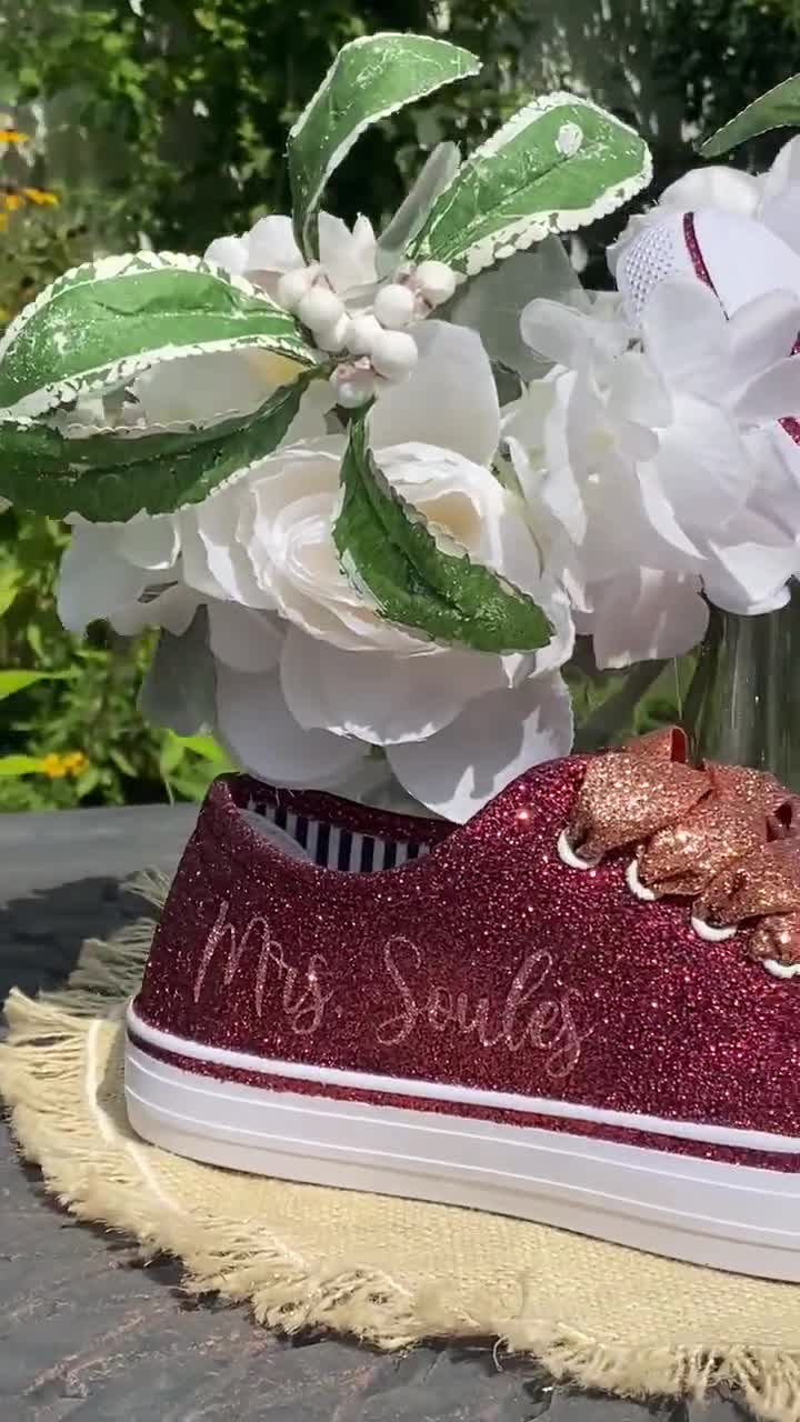 Lilac Purple Wedding Sneakers for Bride, Sparkle Glitter Sneakers,  Quinceanera, 16 Birthday Shoes Bachelorette Party Low Top Gifts for Her 