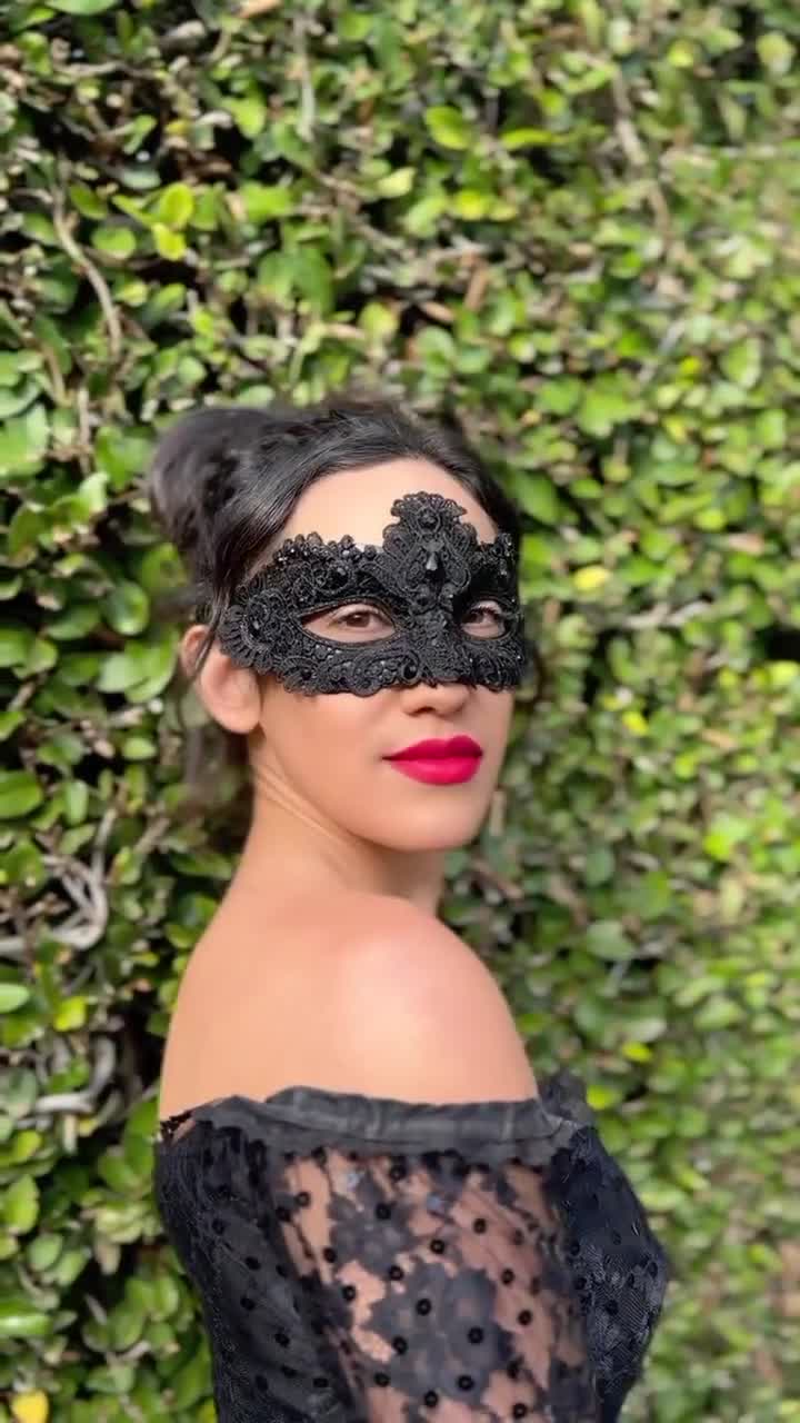Masquerade Mask Red Brocade Lace Mask Womens Masquerade Mask