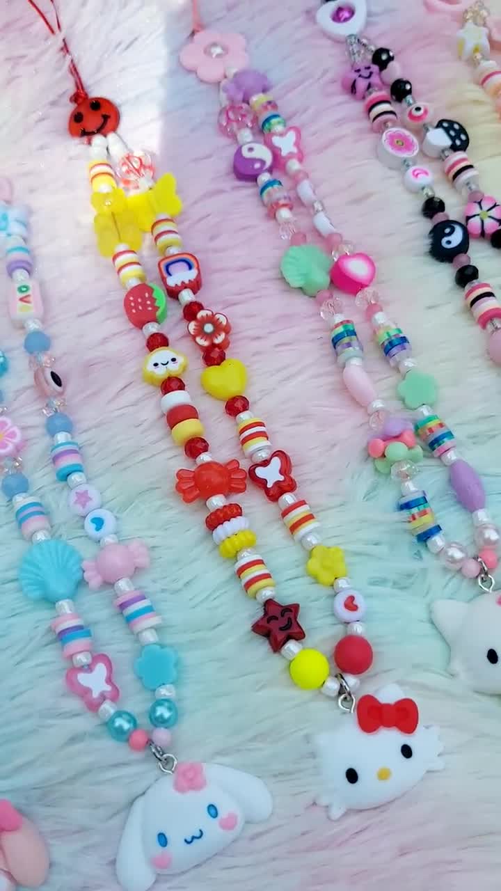 Hello Kitty and Friends Custom Phone Charm, Sanrio Beaded Phone Strap  Lanyard Kawaii Phone Accessory, Aesthetic Y2K Cinammoroll Melody 