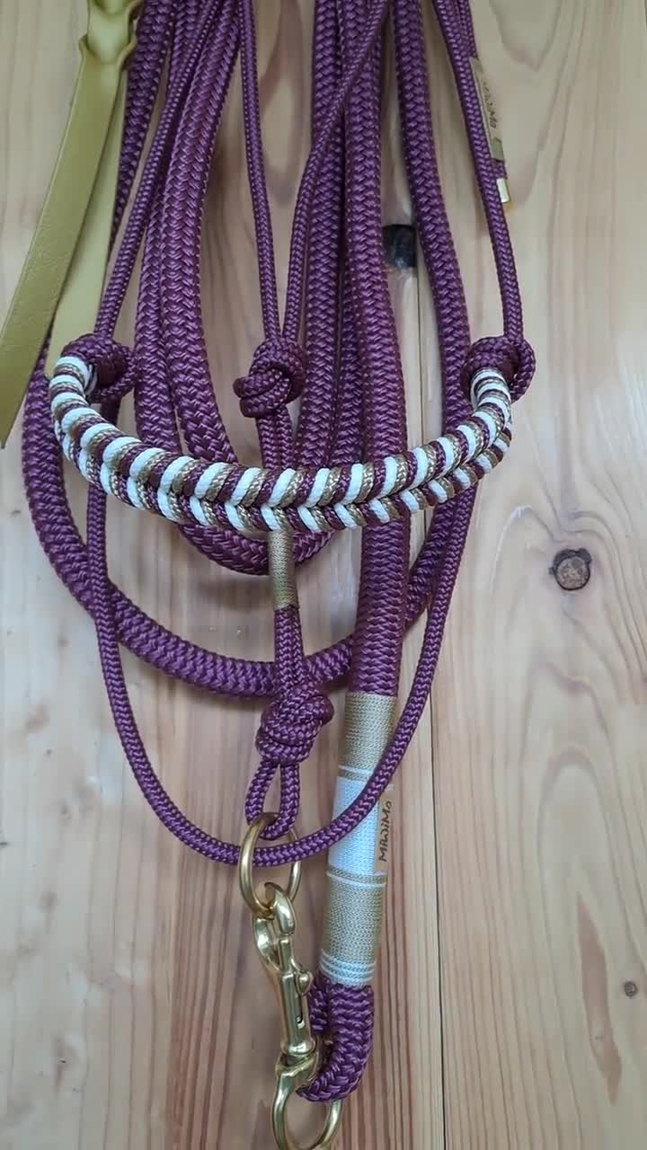 Knotenhalfter + Bodenarbeitsseil – Aubergine, 4 M, Handgefertigt Aus Deutschland (Neu)
