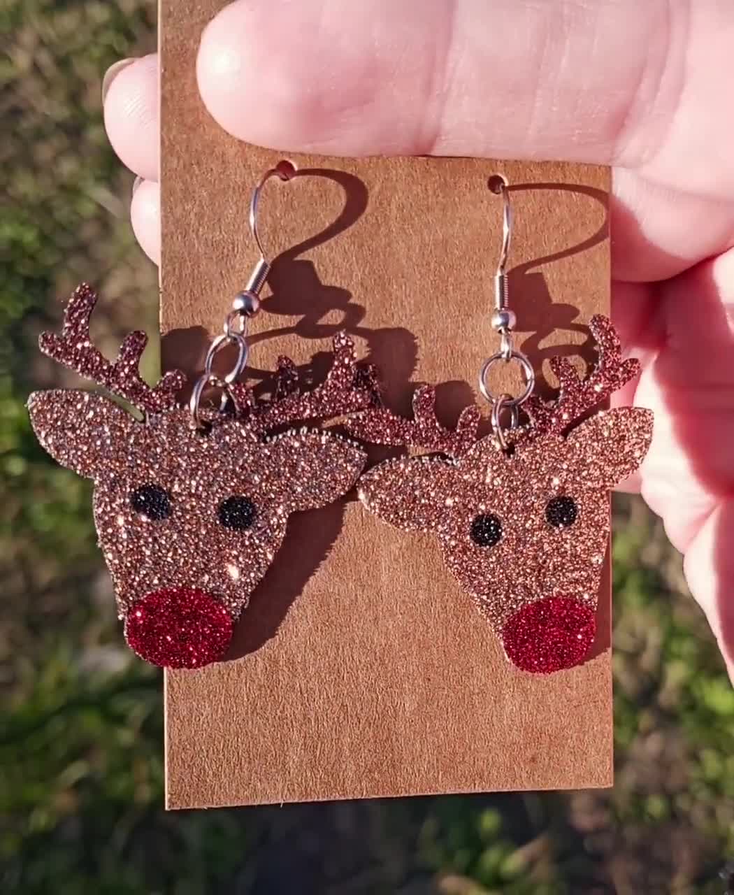 Sterling Silver Reindeer Christmas Earrings - Red Nose Rudolph Studs (Boxed Gift) 3 thumbnail image
