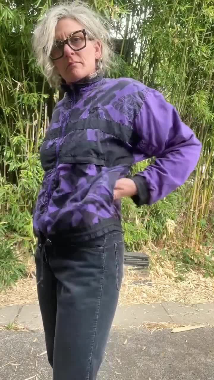 Nike Cross Training 1990's Purple and Black Zip up Jacket Men's or