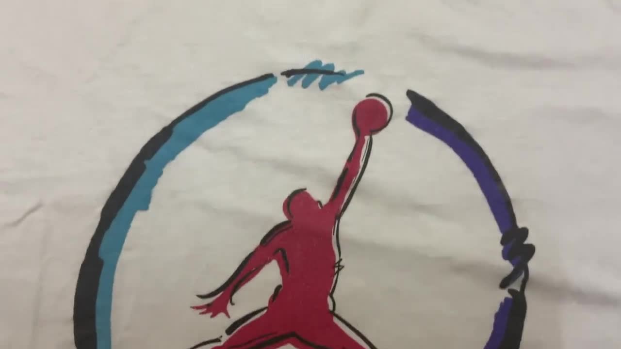 Camiseta Nike Air Jordan Flight Jumpman vintage de los años 90 con costura simple, talla XL video poster