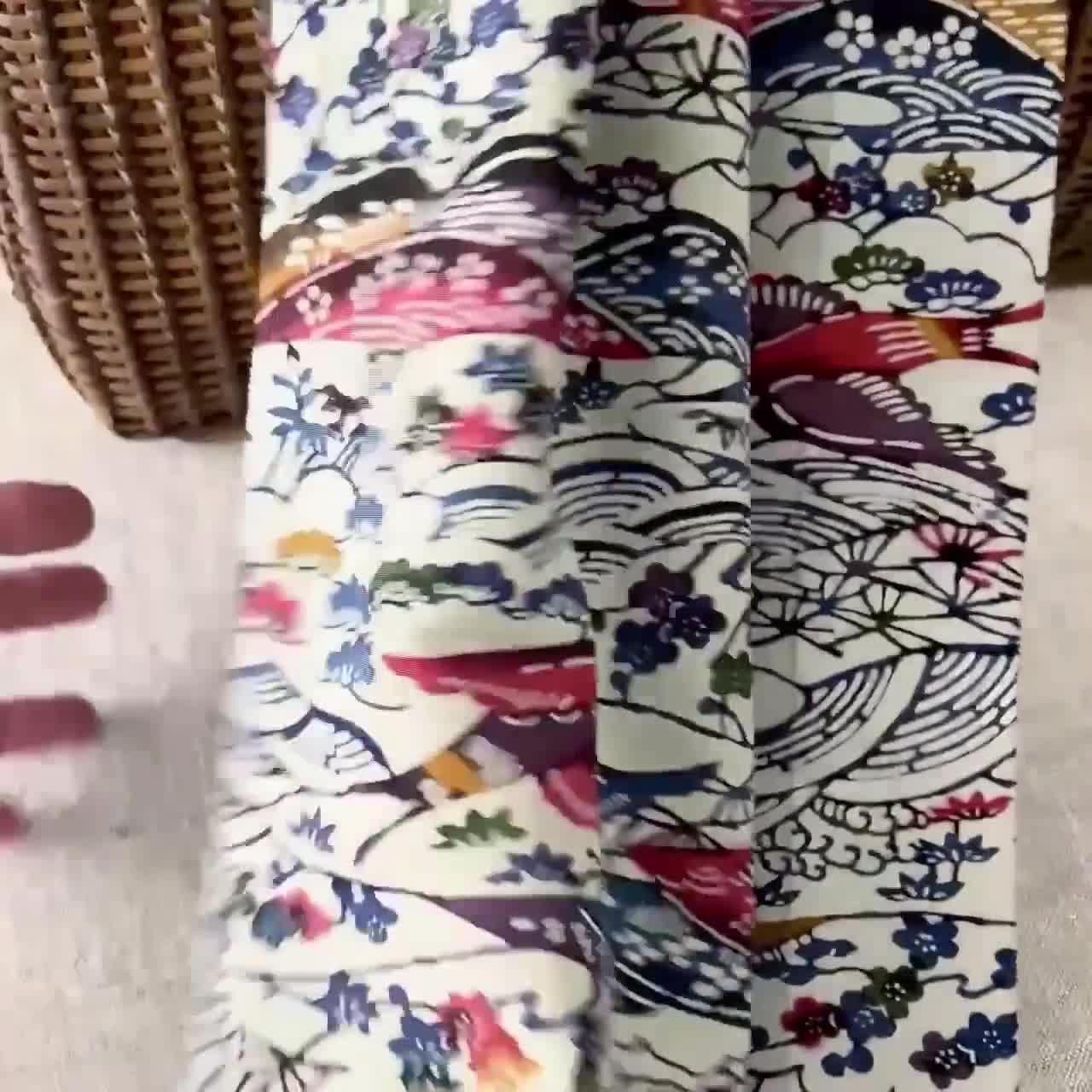1950年代 日本製 シルク 沖縄紅型生地 花鳥柄 ヴィンテージ 着物素材