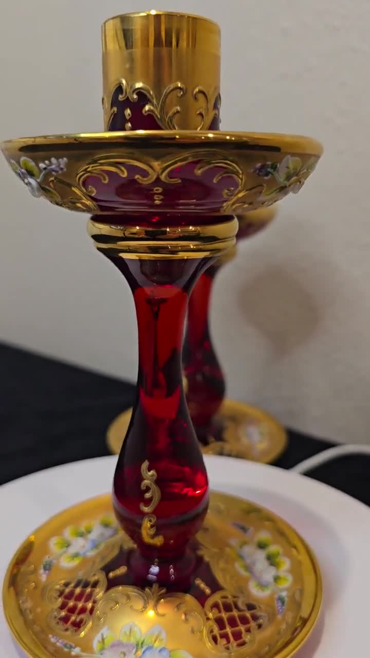 20 世紀中期のムラーノ ルビー ガラス キャンドル ホルダー - Etsy 日本