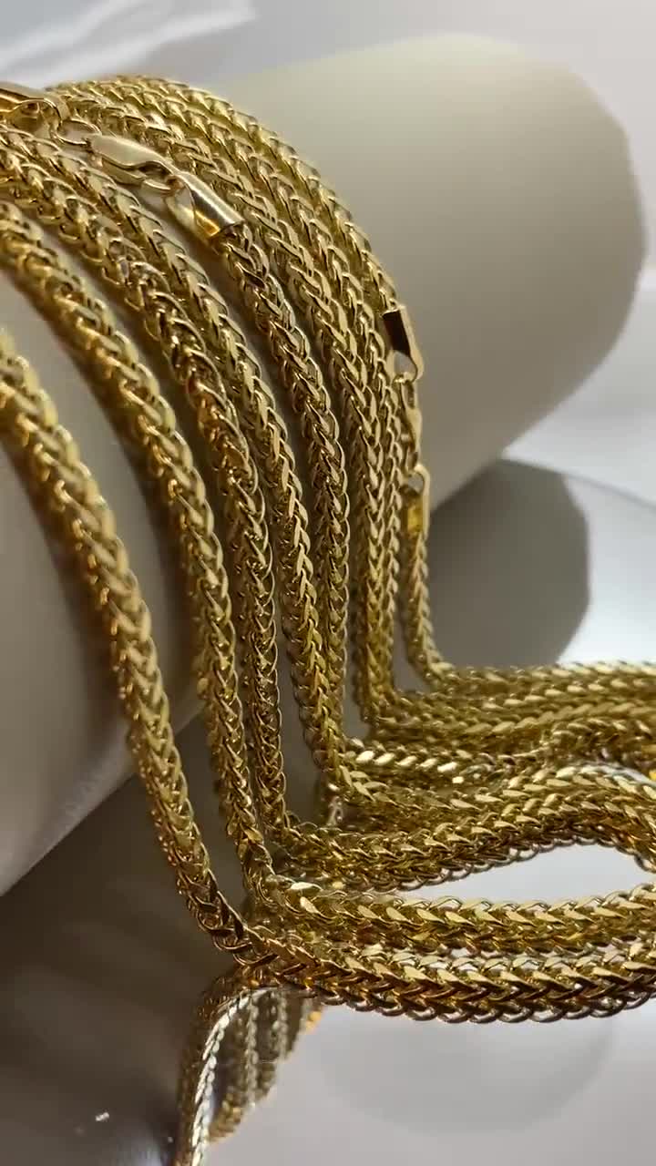 フランコチェーン　new top JEWELRY supreme 18k Solid Gold Franco Chain, 2.5MM, 3MM Foxtail Chain