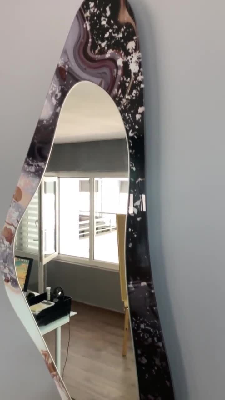 Asymmetrical Mirror, Irregular Mirror, Mirror Wall Decor on Tempered Glass,  Entryway Hallway Mirror, Mirror for Bathroom, Luxury Home Decor, image size:720x1280