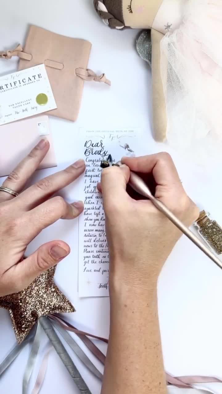 Set Fatina Dei Denti 20 Biglietti A6 Double-Face - Lettera Personalizzata E Ricevuta Ufficiale Per Bambini - Ricordo Magico Per Ogni Dentino Perso
