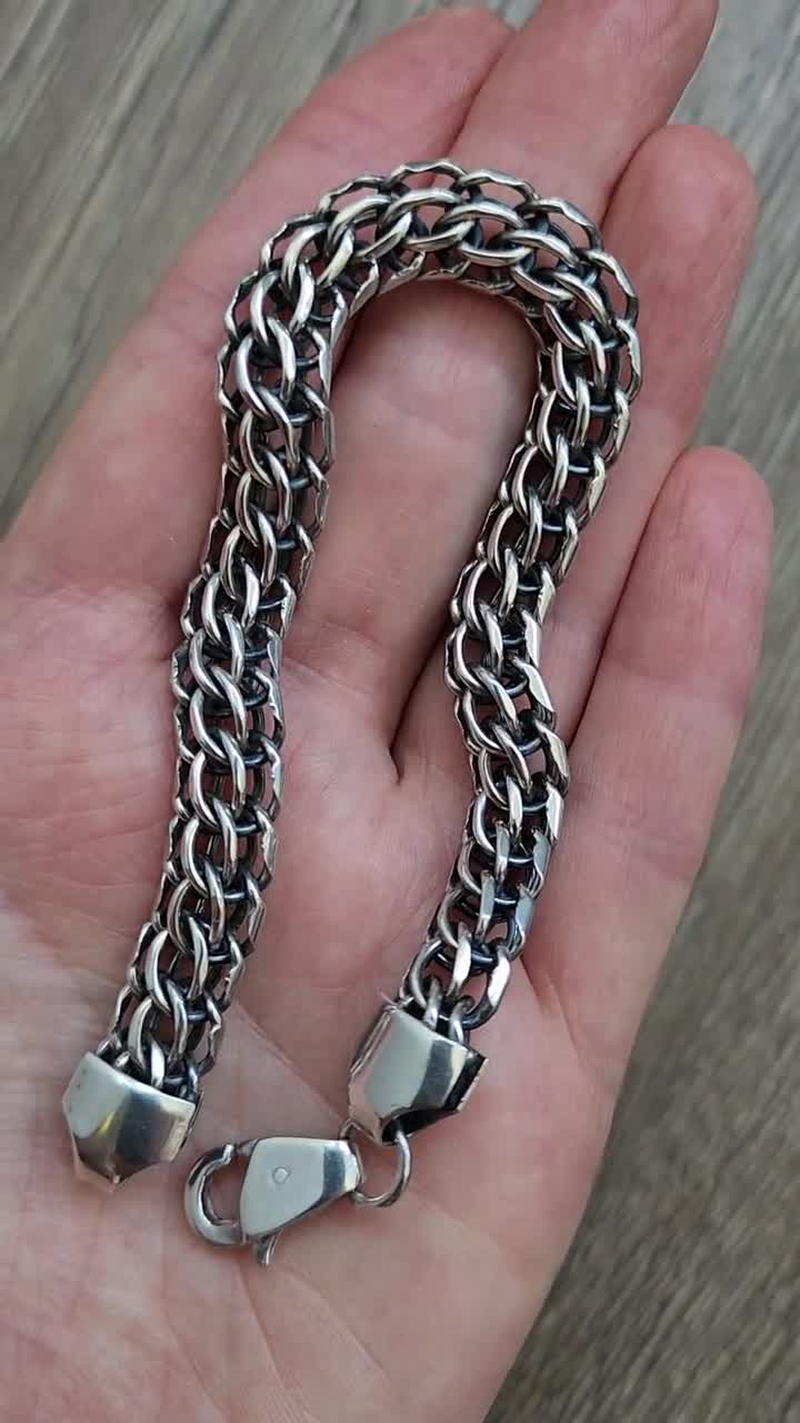 Vintage Sterling Silver 925 Men's Jewelry Chain Bracelet
