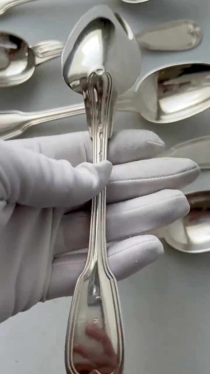 Set of 6 Christofle Silver-plated Dinner Spoons: Chinon Fiddle