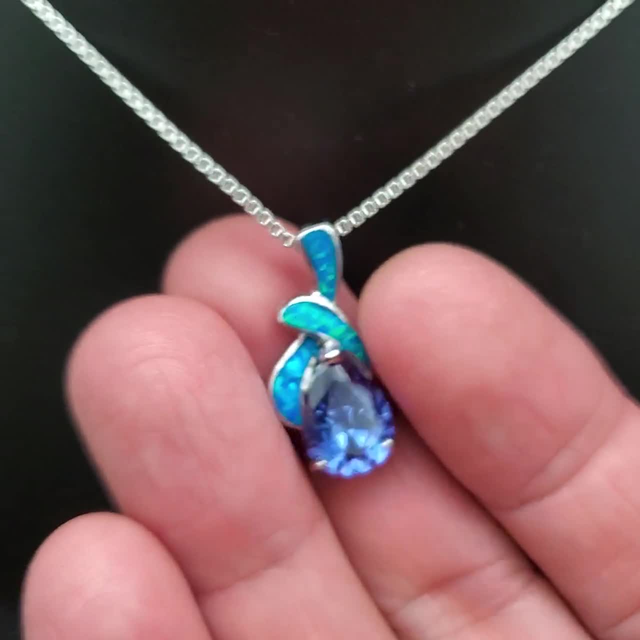 QQ-288 | ブルータンザナイトブルーオパールネックレスペンダント