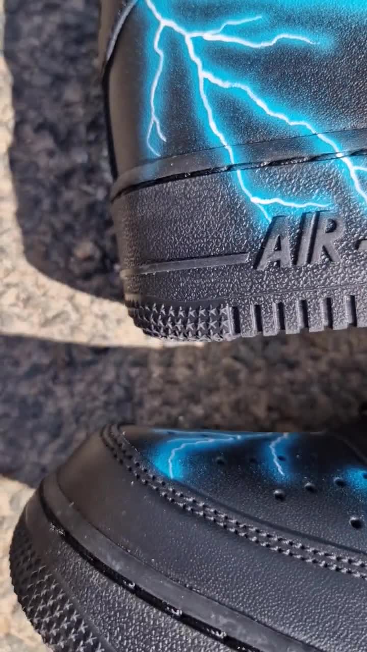 BLACK Air Force 1 Custom Lightning Bolts - Etsy