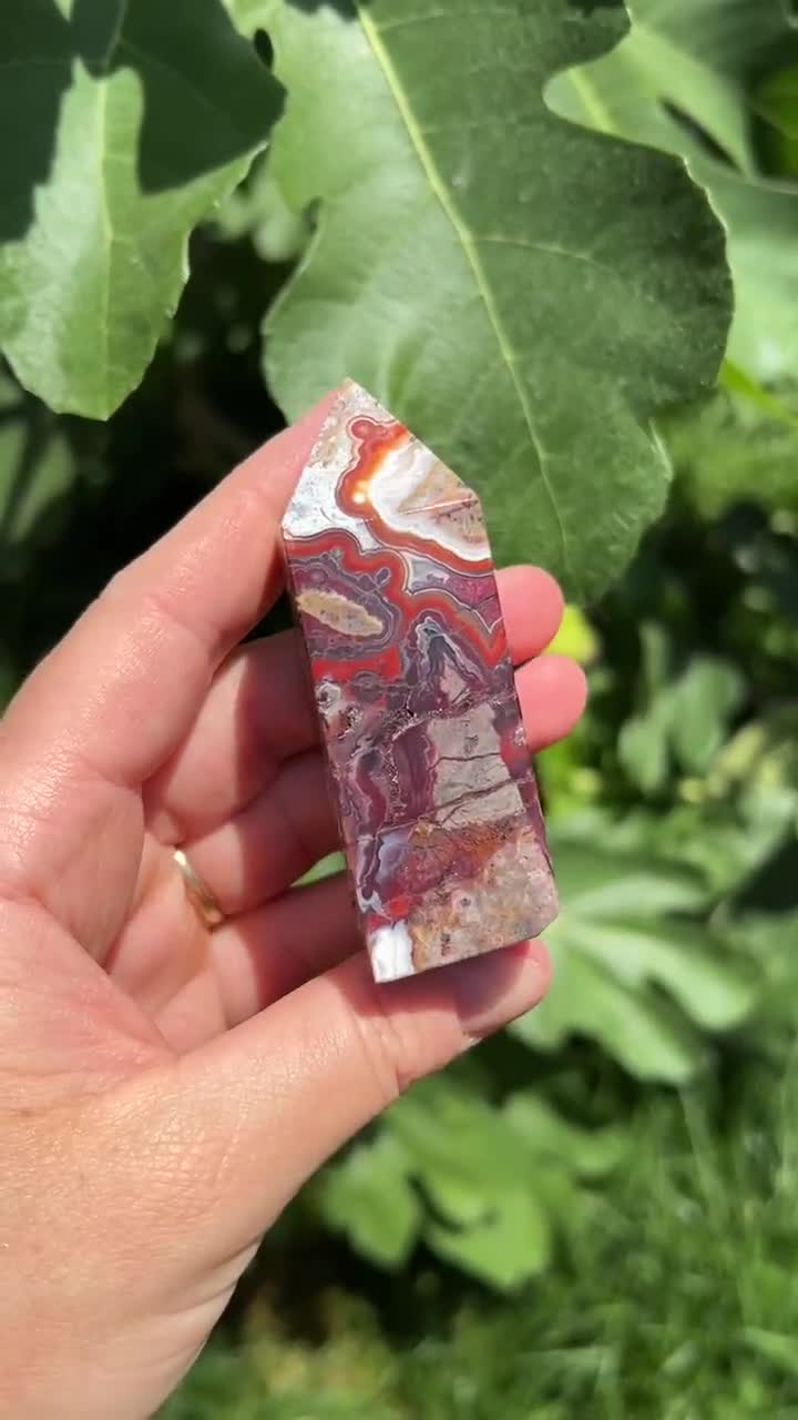 Druzy Mexican Lace Agate Point | Red Mexican Crazy Agate | Mexican