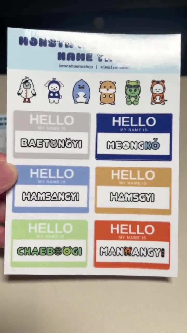 Monmungchi X Name Tag Stickers (monsta X Character) - Etsy