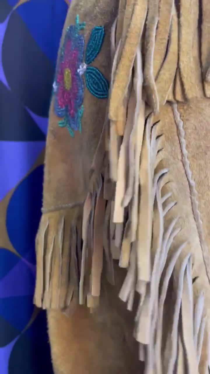Incredible Rare Vintage 1950s/60s Tan Suede Fringed