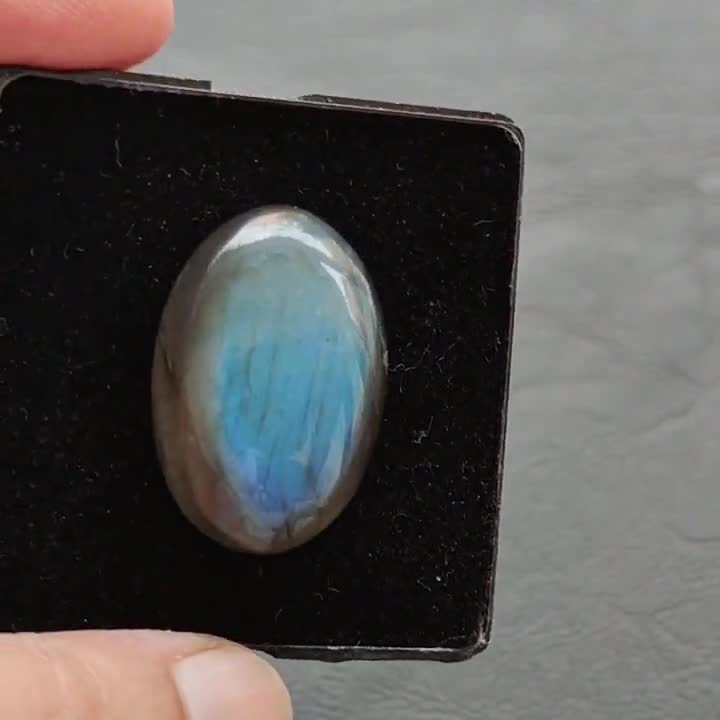 Cabochon Ovale En Labradorite - 45x25mm - Qualité N80 - Pour Bijoux Ou Collection