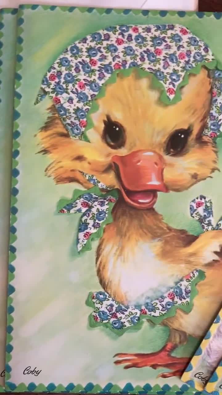 Vintage Greeting Cards Coby the Pet Set Bunny Kittens Duck 7 5/16