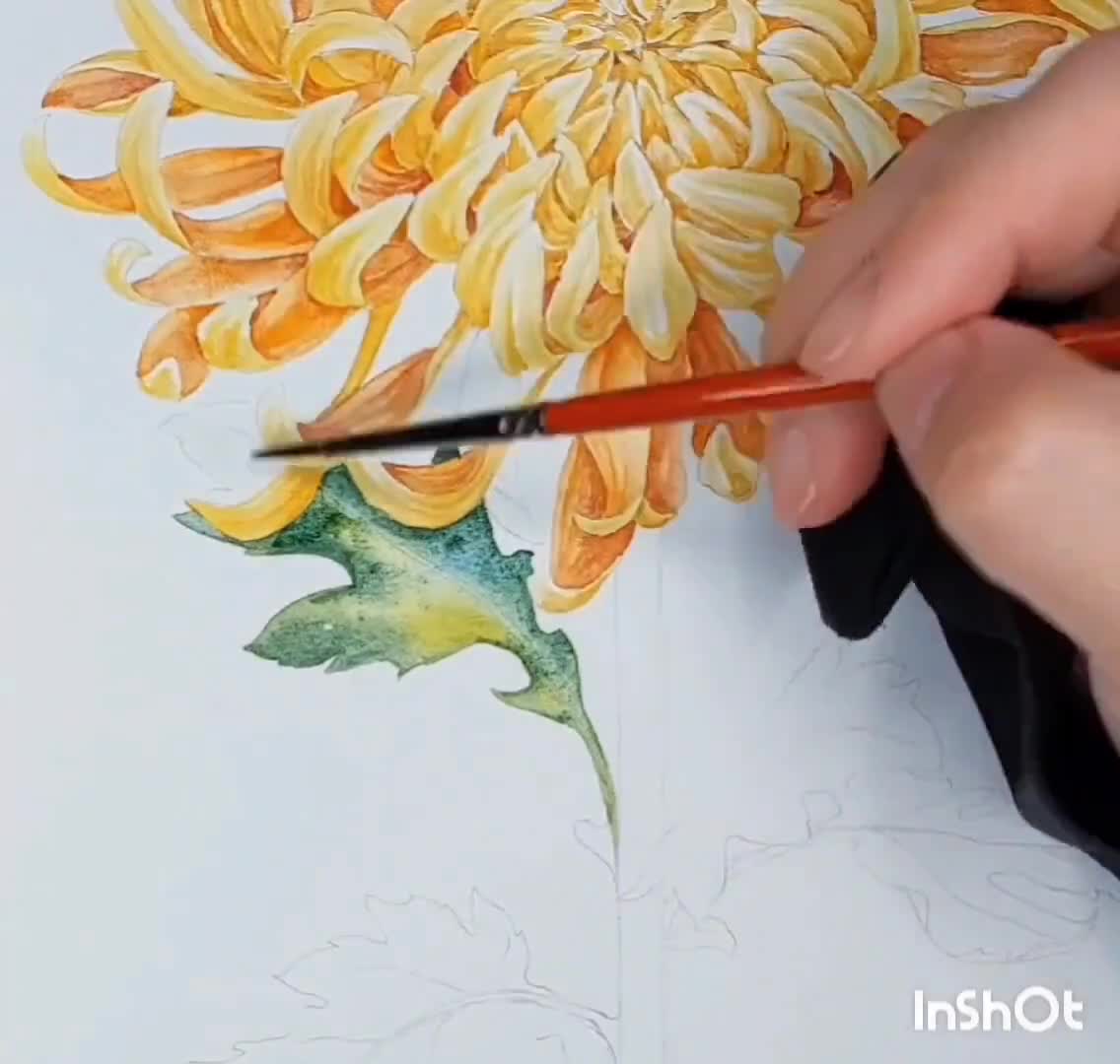 菊の絵画、オリジナルの花の水彩画、8x11 - Etsy 日本