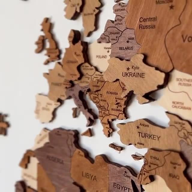 Wooden World Map, Wall Art Decor, 3D Wooden World Map, Large Map