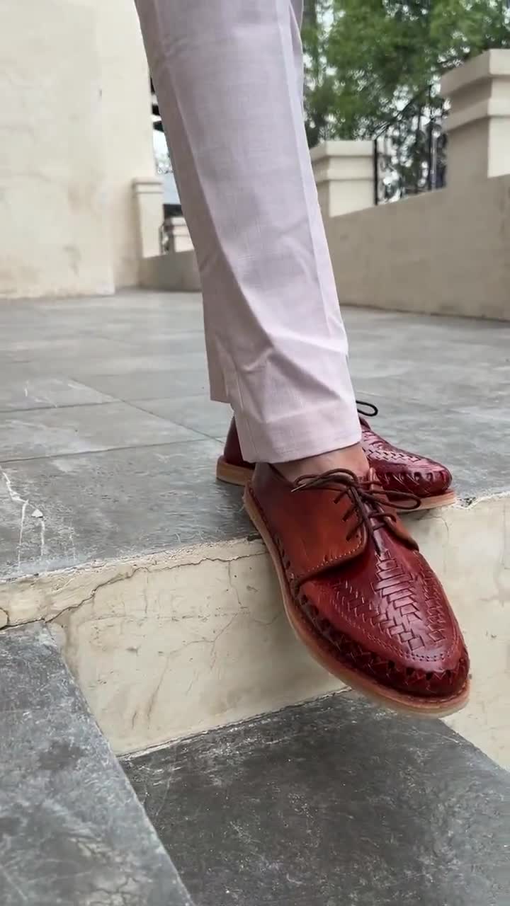 Lace up Mexican Huarache. Leather Solid Color Shoes. Men s Mexican Traditional Shoes. Fathers Day