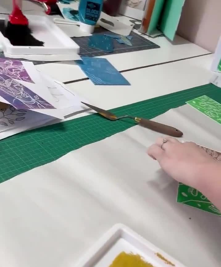 Beginners Linocut and Print Starter Kit With Black Ink Pad, DIY Print Your  Own Design Card, With Video Tutorial & Templates to Copy 