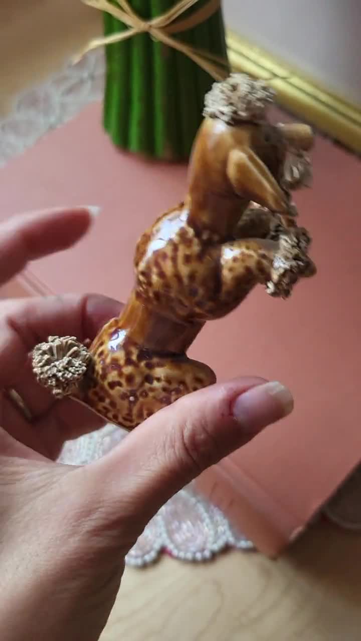 ヴィンテージブラウンスパゲッティプードル犬の置物かわいい装飾