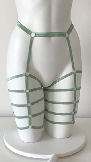 Orange Strappy Harness Bike Shorts: Exotic Dancewear Rave Bottoms video poster