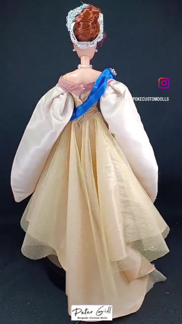 Grand duchess Anastasia doll gold coronation dress with hand beading and  crown journey to the past ooak custom