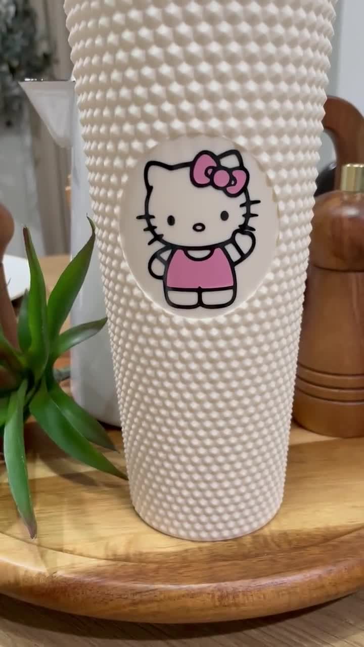 Hello Kitty 24oz Starbucks Inspired Textured Studded Double Wall Tumbler  With Lid and Straw BPA Free Coffee Cup Matte White 
