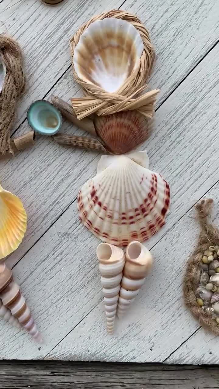 Handmade Seashell Beachcombers Wall Art, Coastal Decor, Sisters