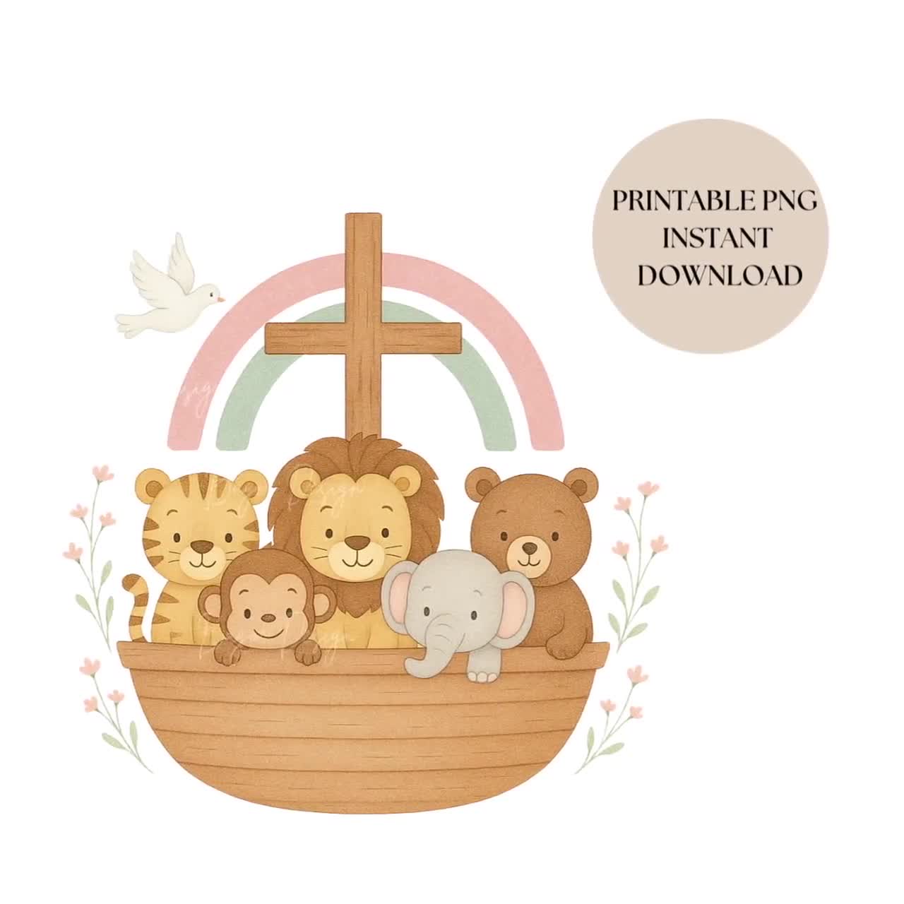 Noah‘s Ark PNG Clipart with cute animals | Sweet Christian Animals for  Baptism Gifts, nursery Art , Transparent background , high Resolution, image size:1280x1280