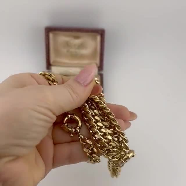 Vintage 1980s Gold Curb Chain Necklace Bracelet Set