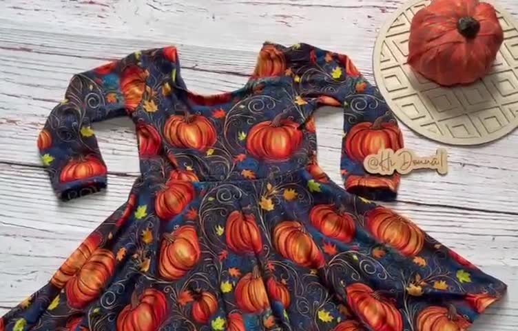 long sleeve pumpkin dress Girls Long Sleeve Fall Dress Pumpkin Patch Dress