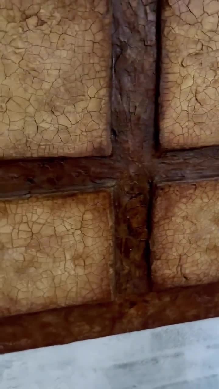 Textured Crackle Effect Wall Art: Brown Beige 3D Grid Painting video poster