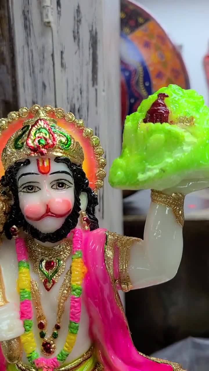 11 Inches Vibrant LORD HANUMAN Carrying Mountain Idol for Home 11 Inches Vibrant LORD HANUMAN Carrying Mountain Idol for Home