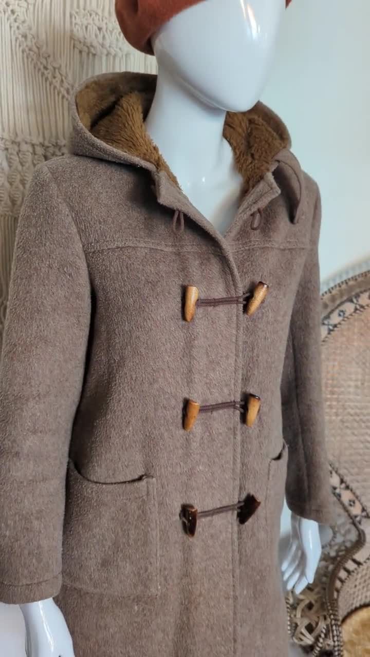 ジャケット・アウター LENO CASHMERE DUFFLE COAT BROWN SIZE 2 Vintage Jacket Coat Leather Shearling Sheepskin Wool Brown