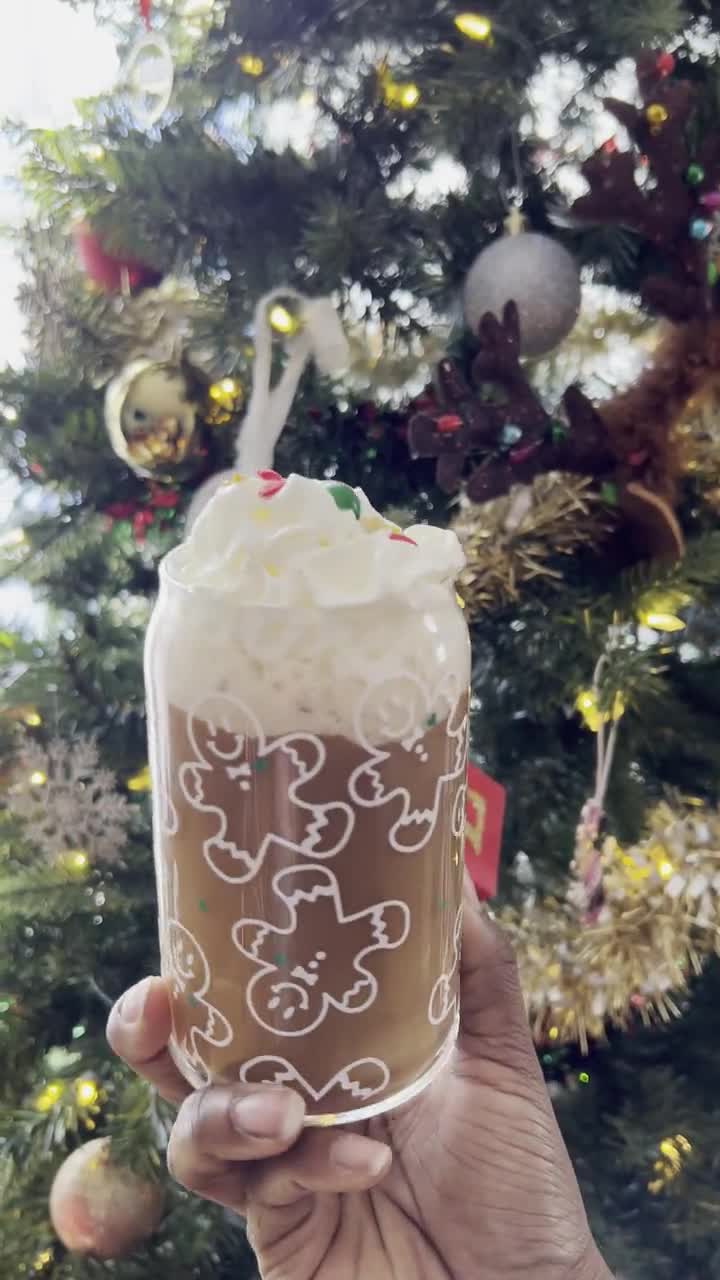 Christmas Glass Cup With Lid And Straw, Can Shaped Drinking Glass, Cute  Kawaii Gingerbread Man, Christmas Tree, Elk, Snowflakes, Iced Coffee Cup,  Suitable For Beer, Juice, Milk, Birthday Gifts, Summer Drinks, Christmas
