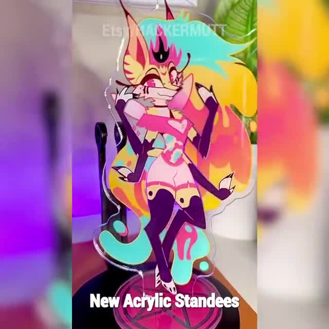 Angel Dust Hazbin Hotel 7” Inch Acrylic Standee With Round Base - Etsy